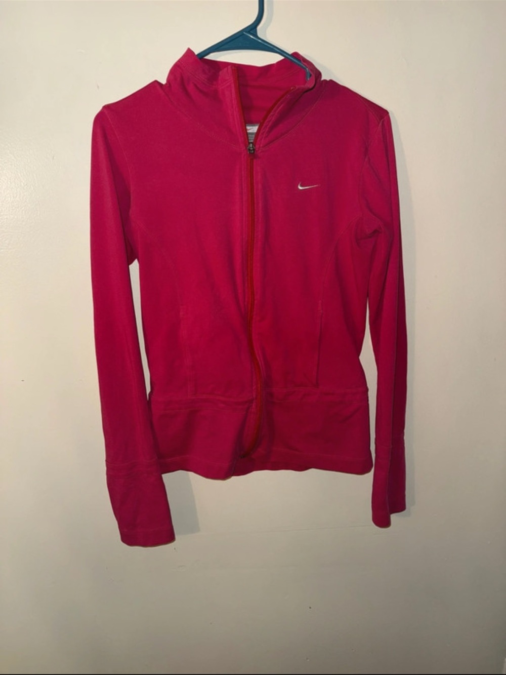 Vintage Nike Women's Fitted Zip-Up Jacket - Pink